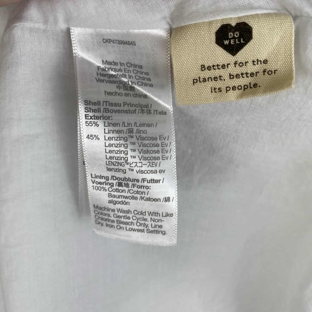 Madewell White Linen Blend Midi Dress Sweetheart Cutout Tie Back 10 - Picture 13 of 16